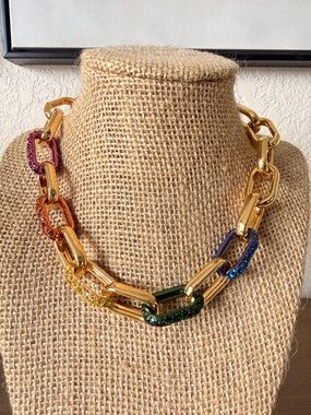 Kurt Geiger London Pavé Link Collar Paperclip Necklace